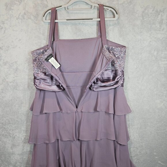 R&M Richards Elegant Lavender Lace Jacket Tiered Dress 18W formal party glitz - Picture 5 of 16